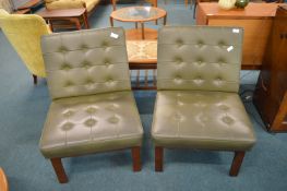 Pair of Retro Bottle Green Faux Leather Chairs