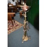 Arts & Crafts Style Brass & Copper Electrified Oil Lamp