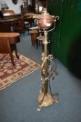 Arts & Crafts Style Brass & Copper Electrified Oil Lamp