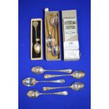 Eight Sterling Silver Teaspoons ~124g total, plus Enameled Yorkshire Spoon ~12g gross