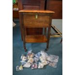 Morco 1930's Oak Sewing Trolley and Contents of Buttons, Sewing Accessories, etc.