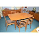 McIntosh Teak Dining Table and Six Chairs with Upholstered Seats