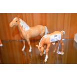 Beswick Palomino Mare and Foal (mare has some damage to ear)