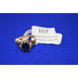 9k Gold Sapphire Ring ~2.6g gross, Size: L