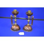 Pair of Arts & Crafts Brass & Copper Candlesticks