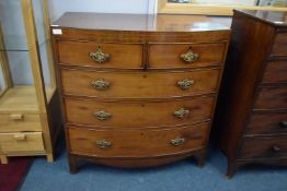 Victorian Mahogany Bow Front Chest of Drawers with Crossband Inlay
