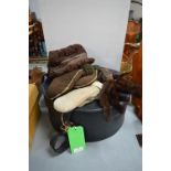 Vintage Antler Hat Box with Hats and Furs