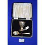 Hallmarked Silver Egg Cup and Spoon in Presentation Case ~40g total