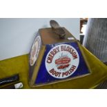 Cherry Blossom Boot Polish Shoe Shine Stand with Three Enameled Advertising Panels