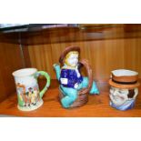 Victorian Majolica Sailor Teapot plus Character Jug and Tankard (all AF)