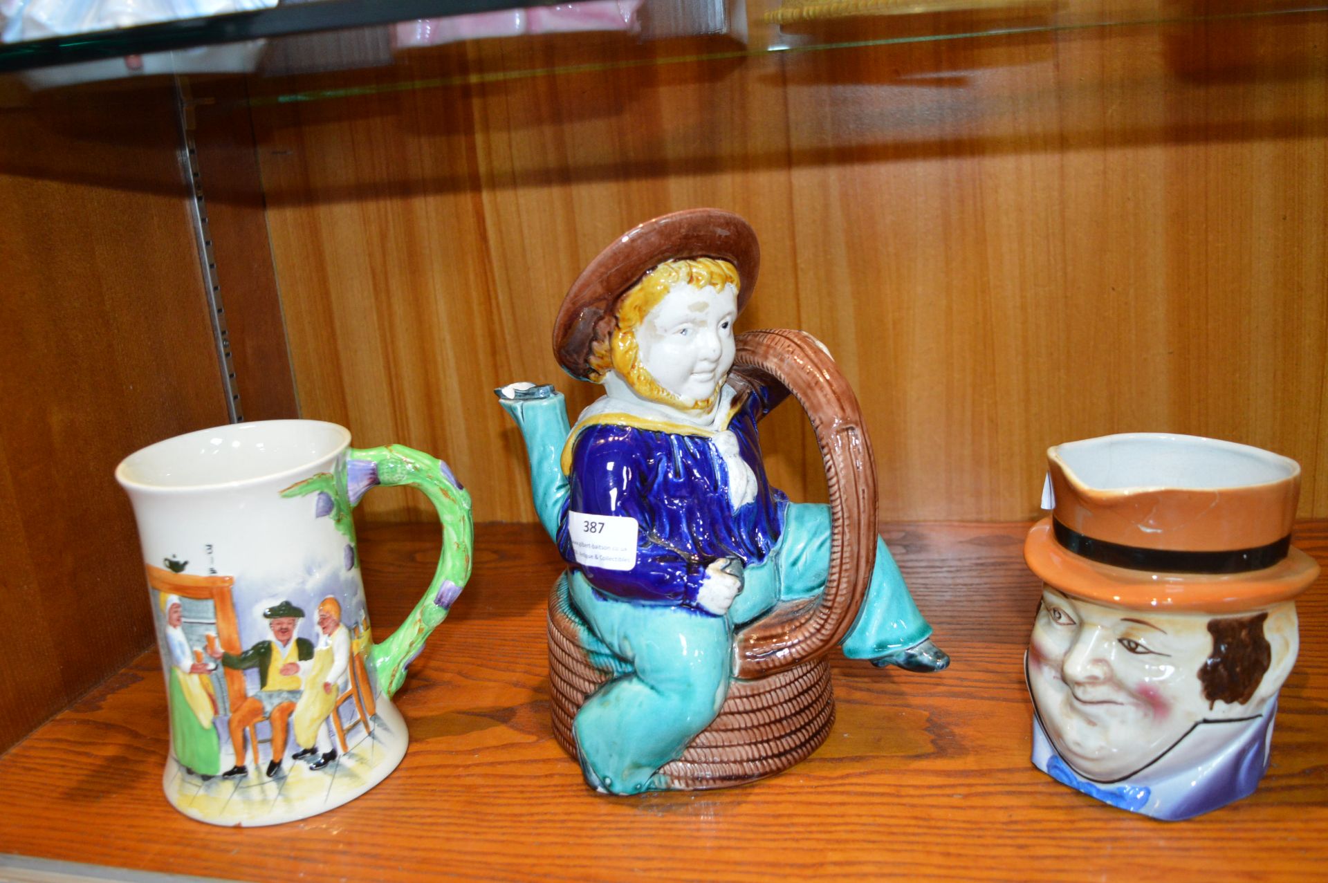 Victorian Majolica Sailor Teapot plus Character Jug and Tankard (all AF)