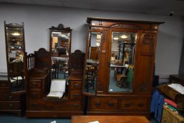 Mahogany Two Piece Bedroom Suite in Arts & Crafts Style Comprising of Wardrobe and Dressing Table