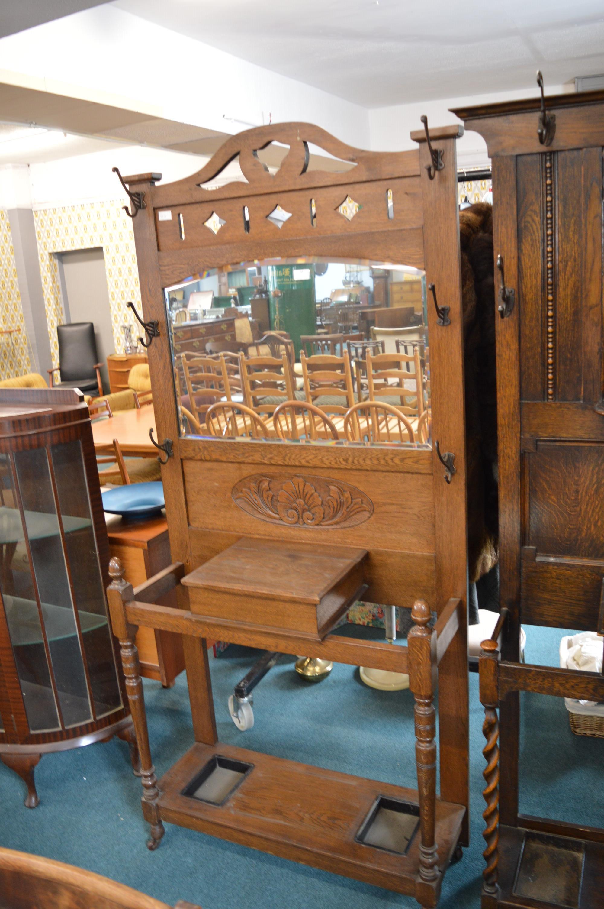 Period Medium Oak Hall Stand circa 1930