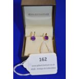 Pair of 9k Gold Clip-On Earrings with Amethysts ~1.7g gross