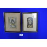 Two Victorian Stevengraphs Silk Pictures of Queen Victoria and Disraeli Earl of Beaconsfield