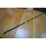 Victorian Green Glass Sand Filled Twist Walking Cane