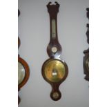 Georgian Banjo Barometer Signed "Nottingham Maker" on Inlaid Mahogany Mount