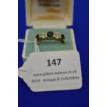 18k Yellow Gold Five Stone Diamond and Sapphire Ring ~4.g gross, Size: R,