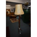 Victorian Mahogany Standard Lamp with Reeded Column on Tripod Base
