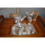 Picquot Ware Tea and Coffee Set with Tray