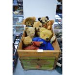 Vintage Fruit Crate Containing Teddy Bears and Soft Toys