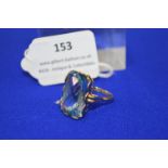 14k Gold Ring with Blue Stone ~9.3g gross, Size: T