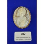 9k Gold Cameo Brooch Depicting Lady Sheffield after Thomas Gainsborough