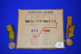 Two British WWI Medals plus Campaign Stars Chart