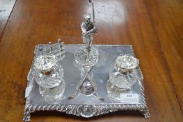 Modern Silver Plate Golfing Inkstand