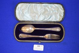 Cased Hallmarked Sterling Silver Fork and Spoon Set ~62g total