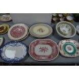 Nine Victorian Meat Plates, Minton Bowl, etc.