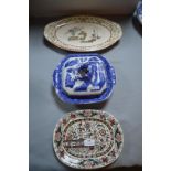 Copeland Spode Oval Platter, Willow Pattern Tureen, etc.