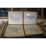 Four Framed Yorkshire Maps by J. Carey 1787