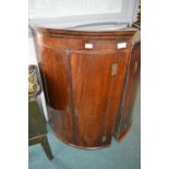Georgian Mahogany Double Door Card Cupboard with Curved Front