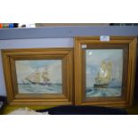 Two Oil on Board Sailing Ship Paintings