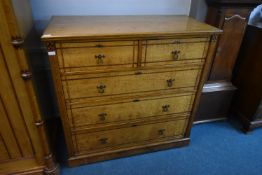 Ash Gothic Revival Style Two over Three Chest of Drawers with Crossband Inlay Detail