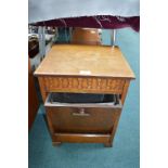 1930's Oak Coal Box with Games Compartment, Playing Cards, etc.