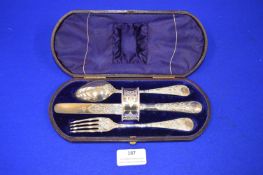 Four Piece Sterling Silver Knife, Fork, Spoon, and Napkin Ring Set