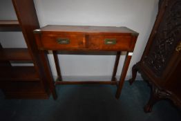 Campaign Style Side Table with Two Drawers