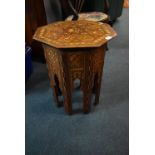 Islamic Style Octagonal Side Table with Mother of Pearl and Marquetry Inlay