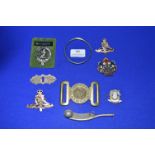 Military Buckles, Cap Badges, Boson's Whistle, etc.