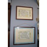 Two Framed Maps of Yorkshire by Herman Moll circa 1700