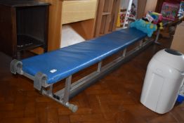 *Metal Gym Bench with Blue Upholstered Top