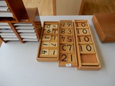 *Three Set of Wooden Numbers in Storage Boxes