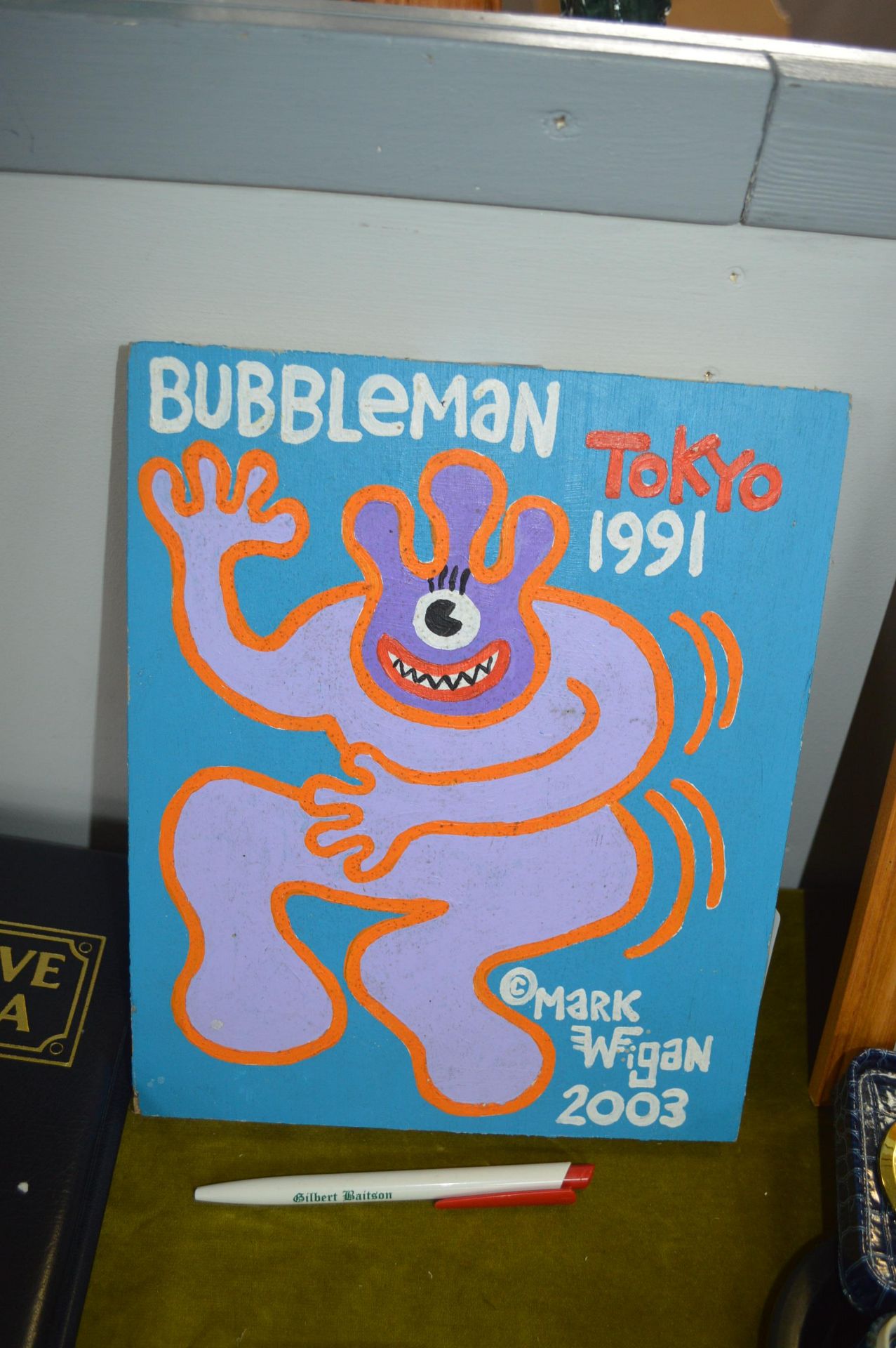 Mark Wigan Bubble Man Tokyo Painting on Board