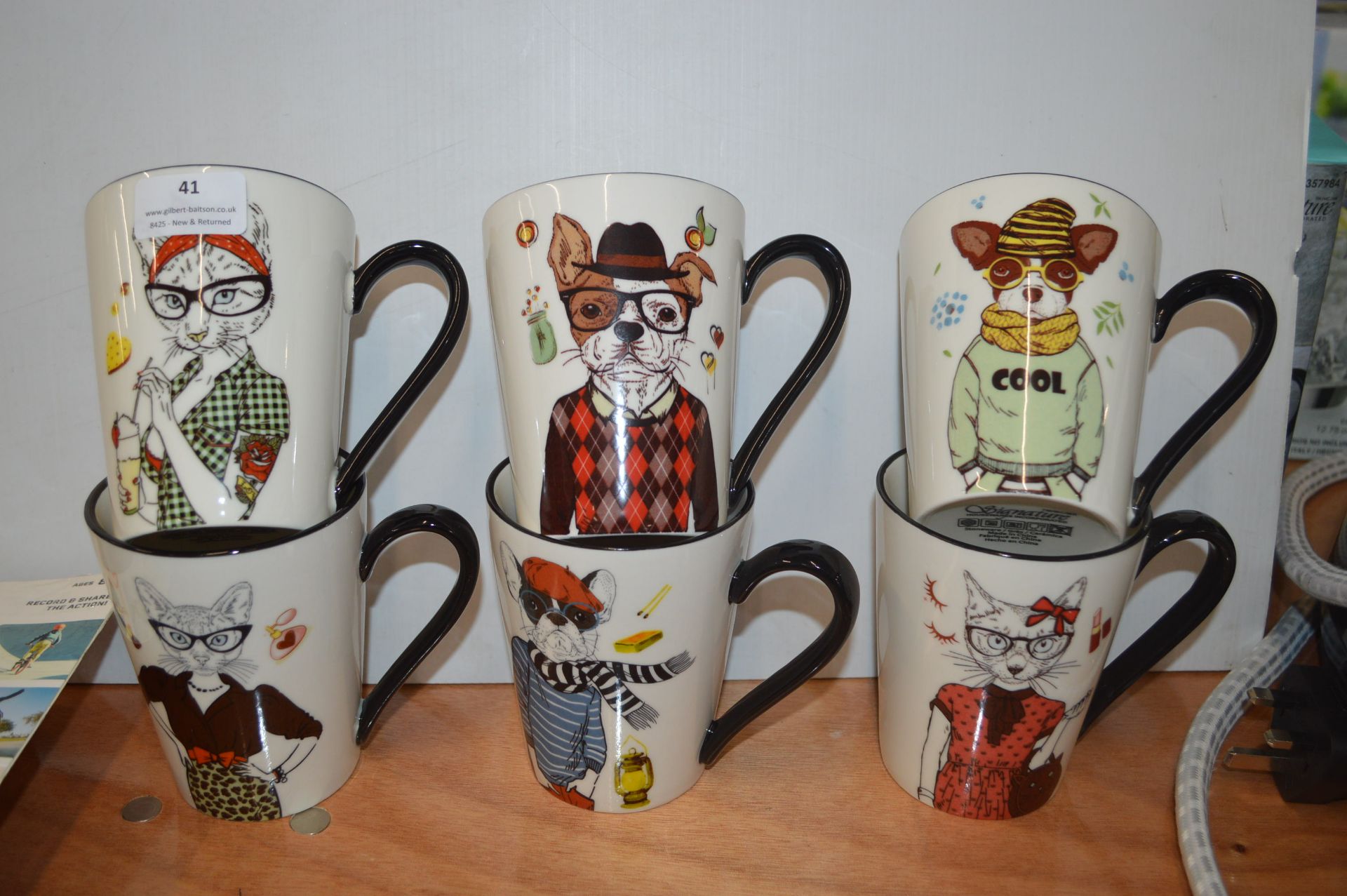 *Hipster Animal 6pc Mug Set