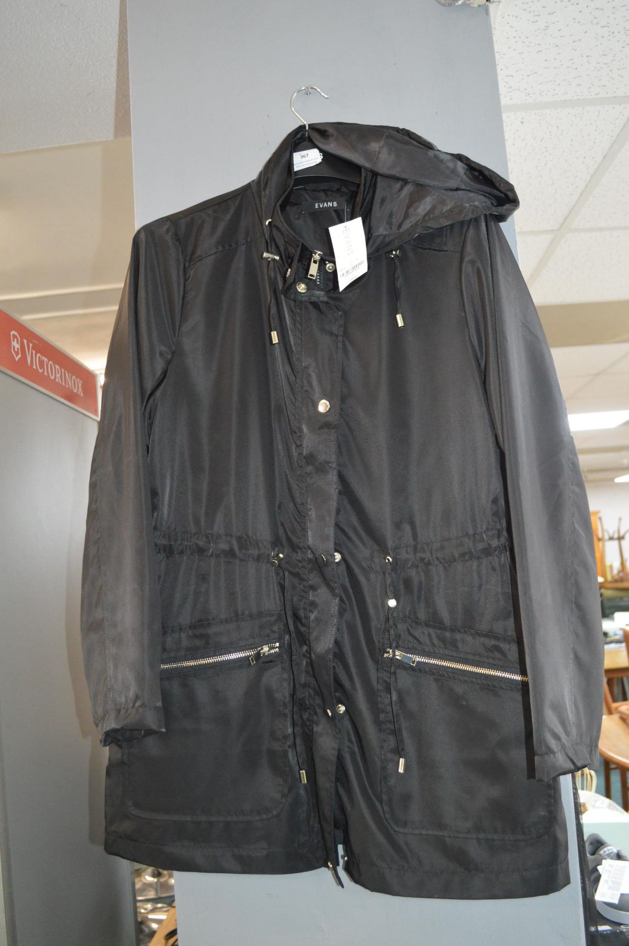 Evens Black Outdoor Jacket Size: 14