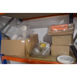 *Shelf of Disposable Cups, Two Boxes of Saucers, a