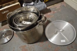 *Three Stainless Saucepans, and a Quantity of Stai