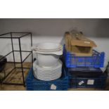 *Quantity of Plates, Mixing Bowls, Carafes, and a Metal Stand